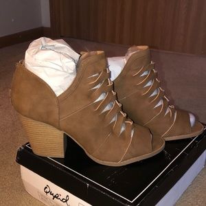 Brown heel booties
